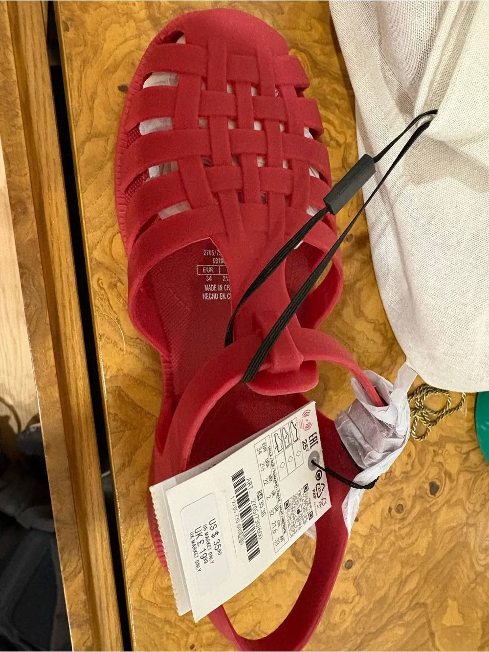 NWT Zara Kids Red Jelly Fisherman Sandals